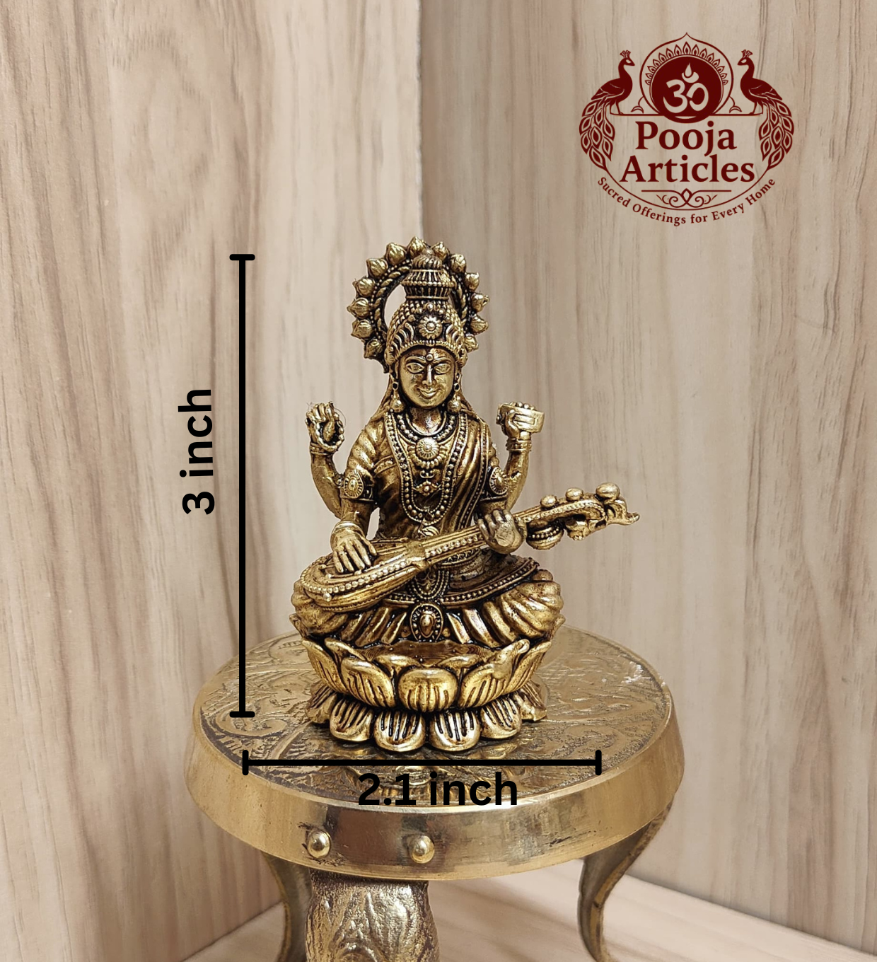 Premium Brass Saraswati Idol 3 Inch