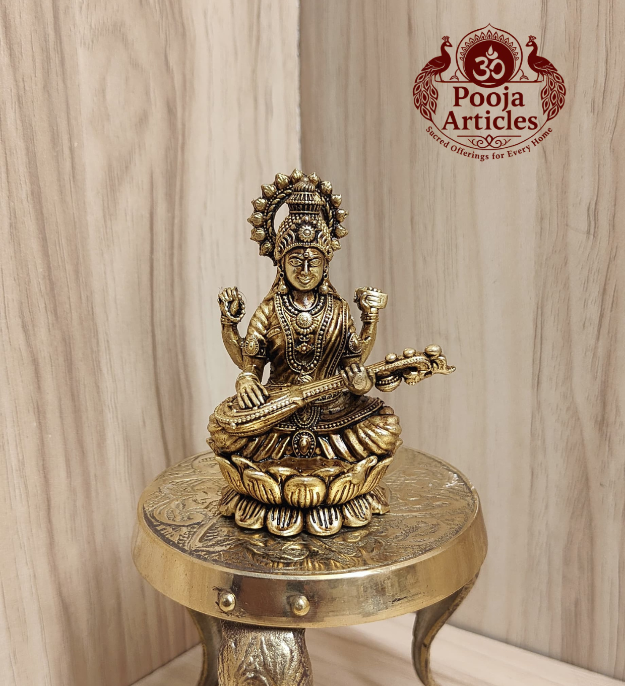 Premium Brass Saraswati Idol 3 Inch