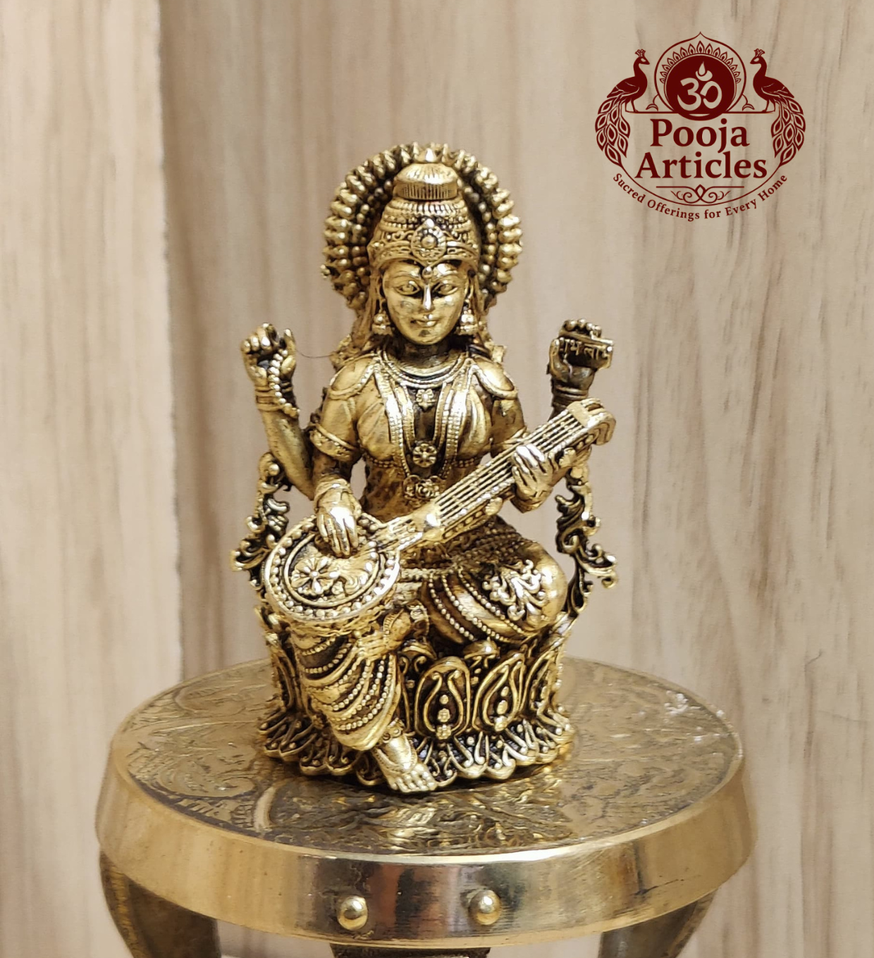 Premium Brass Saraswati Idol 3 Inch
