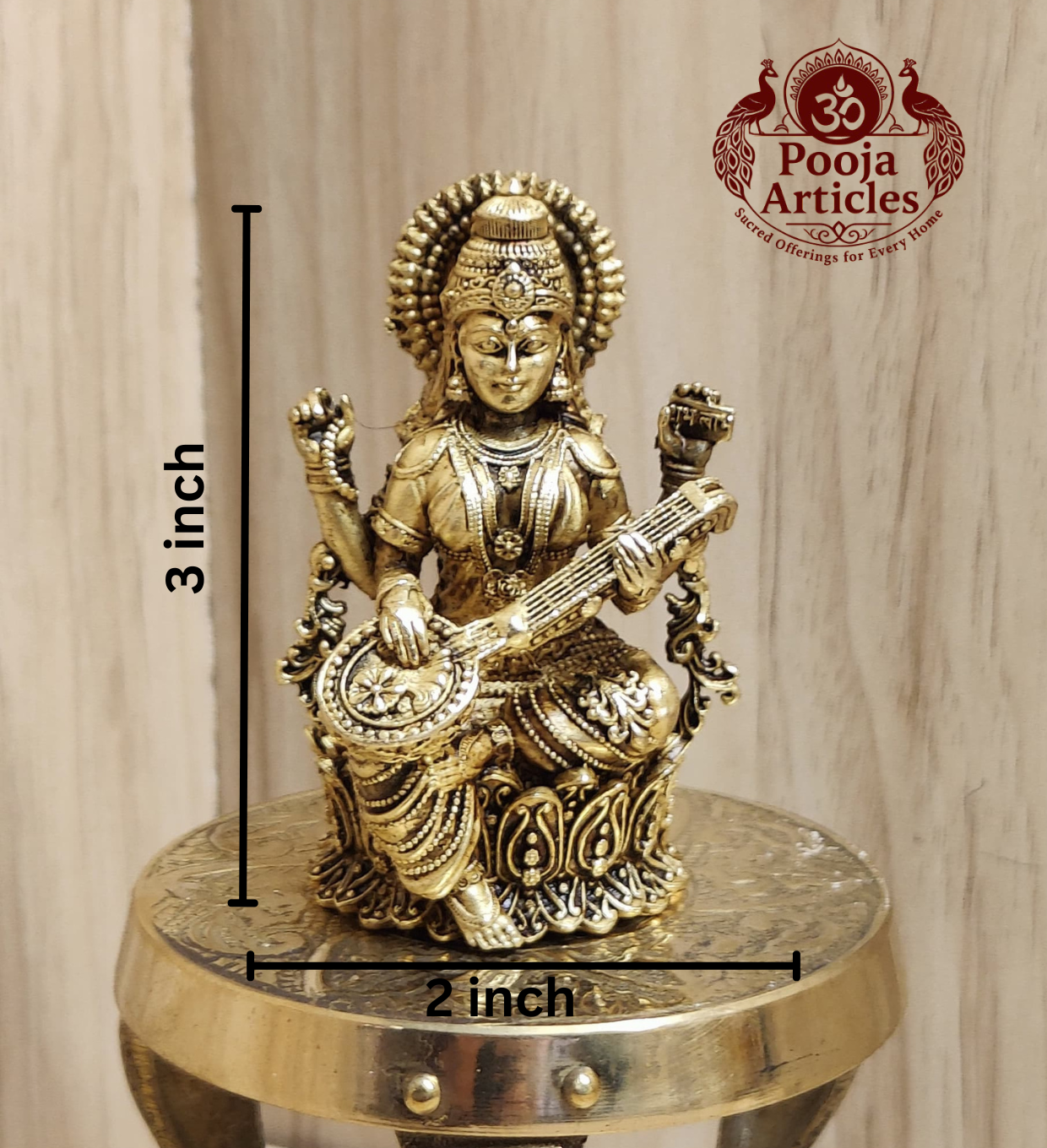 Premium Brass Saraswati Idol 3 Inch
