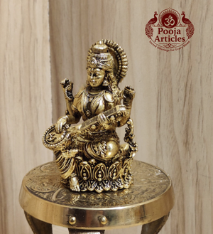 Premium Brass Saraswati Idol 3 Inch Pooja Articles