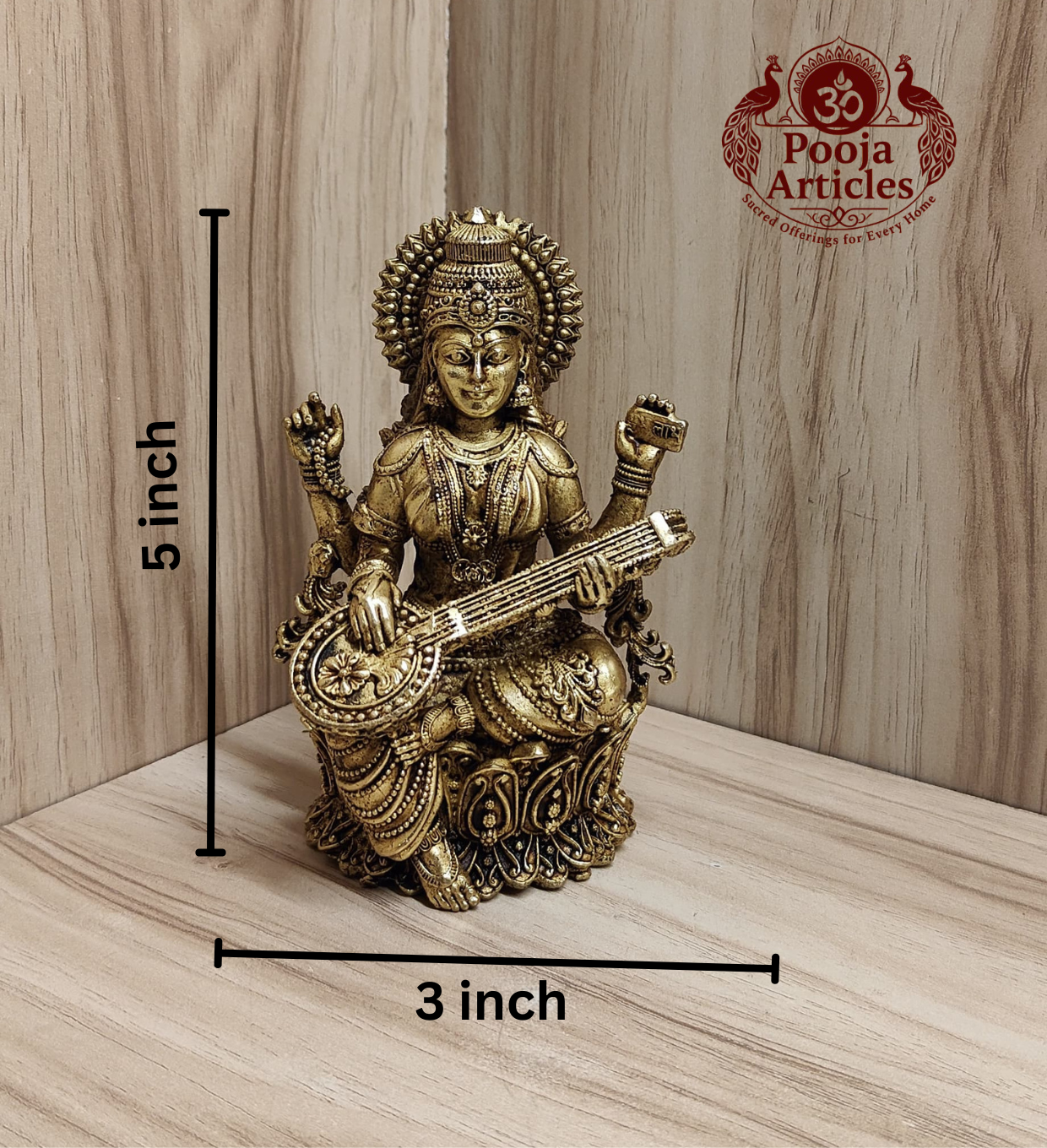 Premium Brass Saraswati Idol 5 Inch