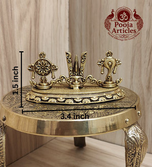 Premium Brass Shankh Chakra Namah Idol 1.5 Inch Pooja Articles