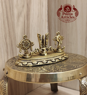 Premium Brass Shankh Chakra Namah Idol 1.5 Inch Pooja Articles