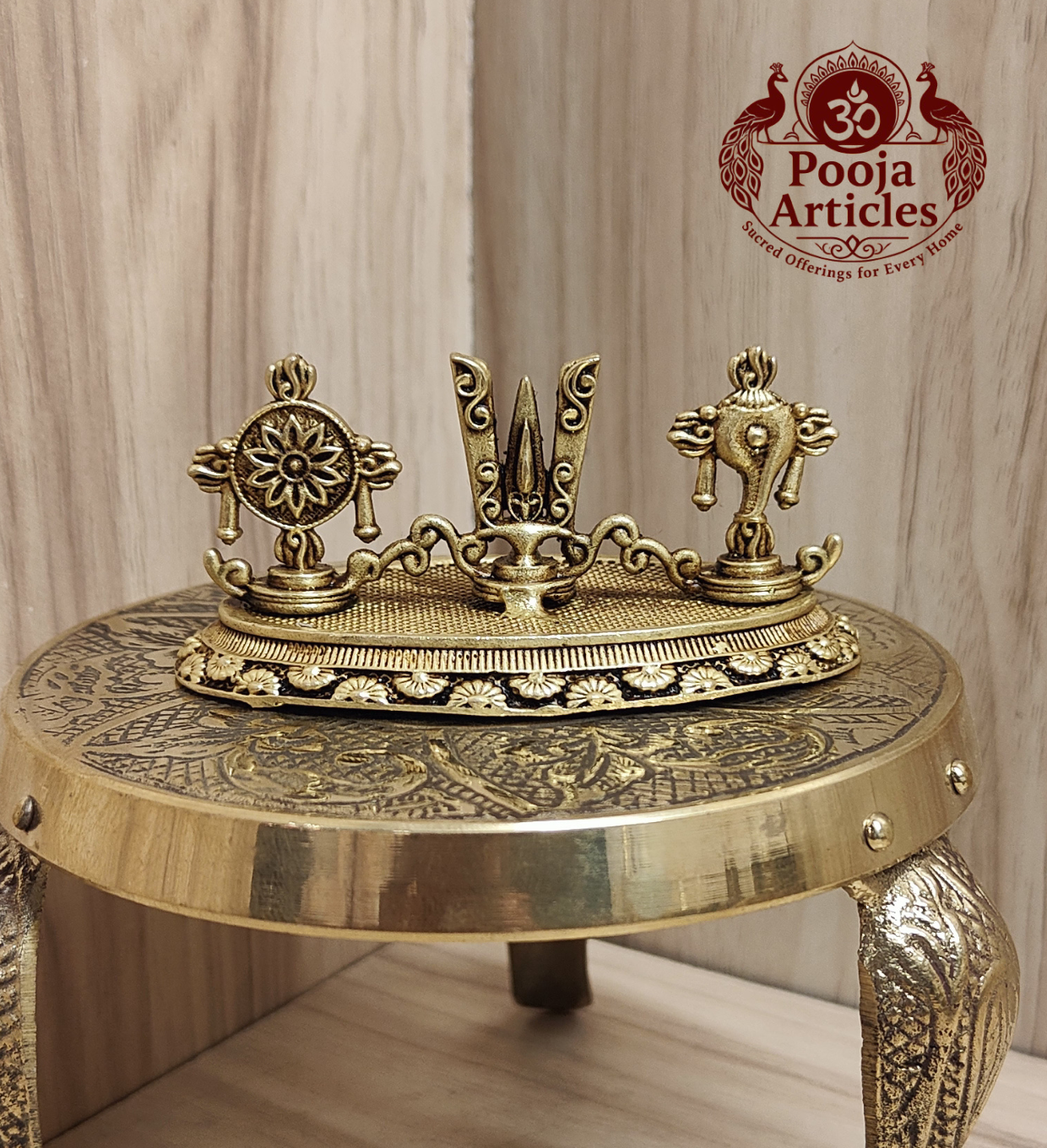 Premium Brass Shankh Chakra Namah Idol 1.5 Inch
