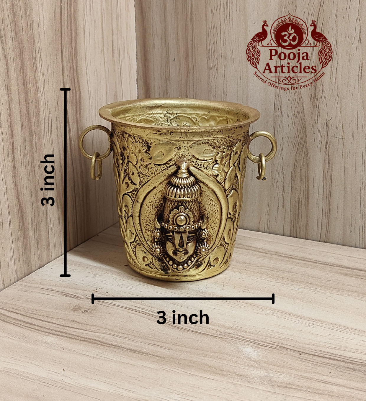 Premium Brass Tirupati Balaji Pooja Glass 3 Inch