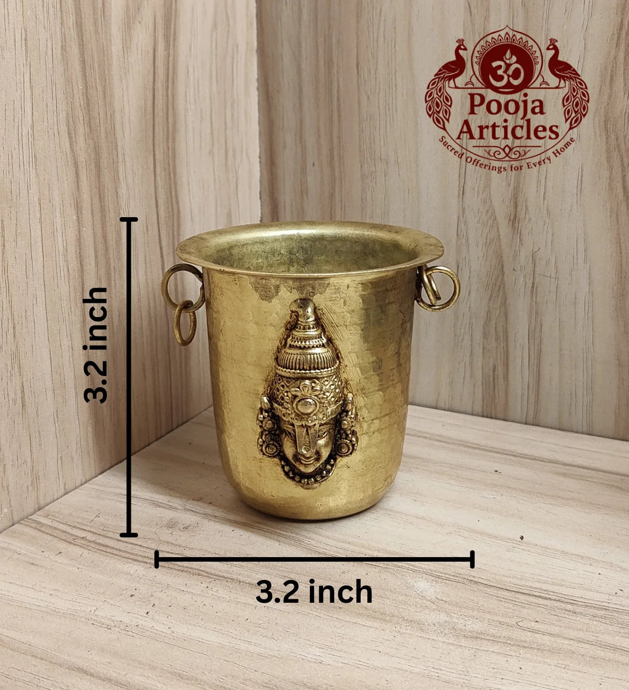 Brass Tirupati Balaji Pooja Glass 3.2 Inch