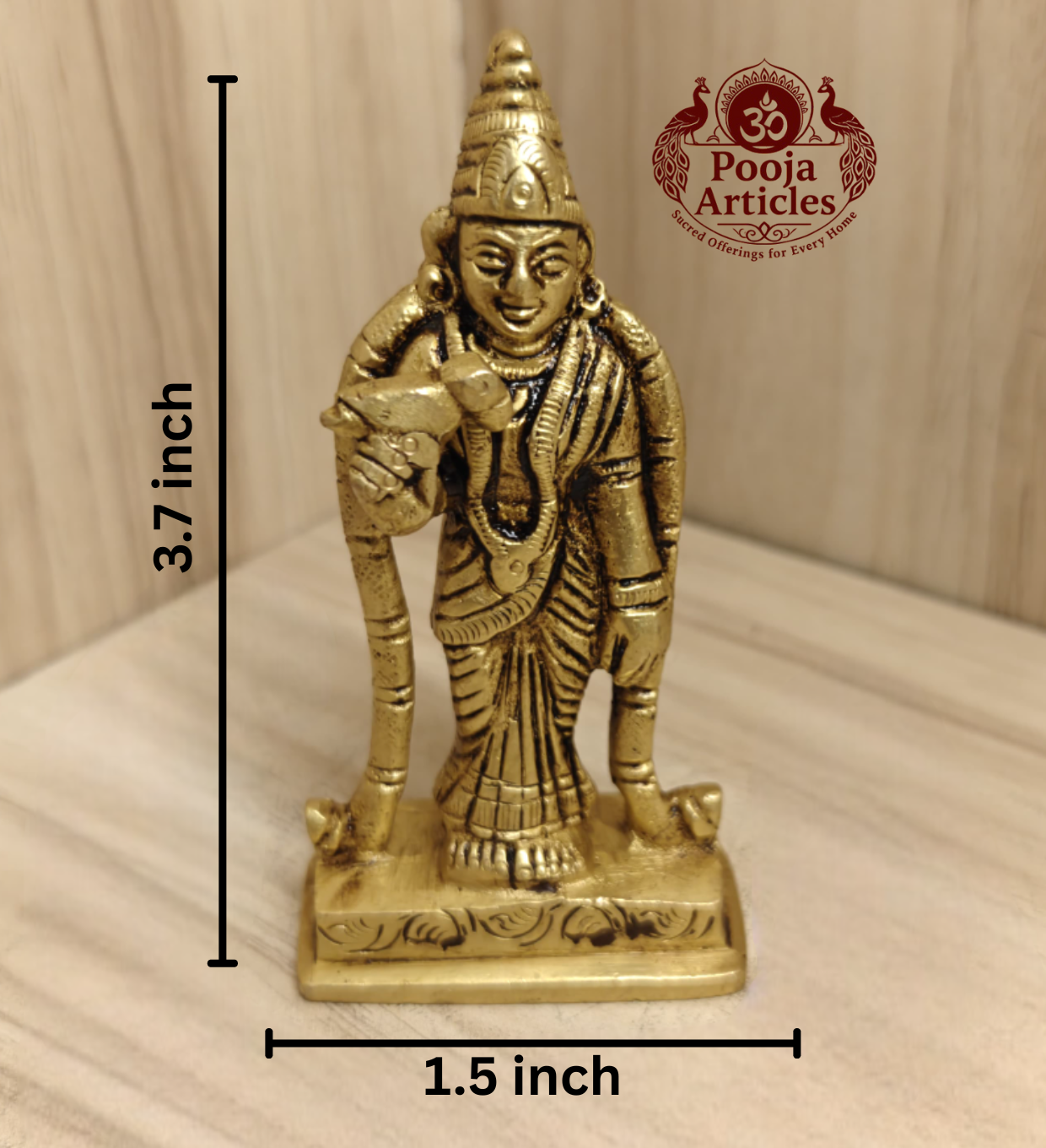 Brass Meenakshi Amman Statue 3.7 Inch