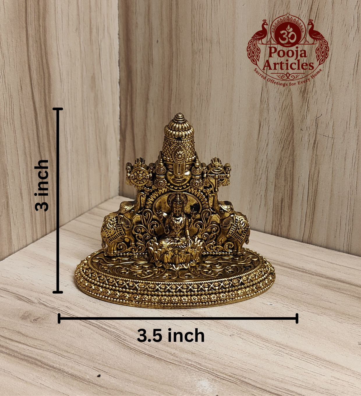 Premium Brass Tirupati Balaji with Gajalakshmi Statue 3 Inch