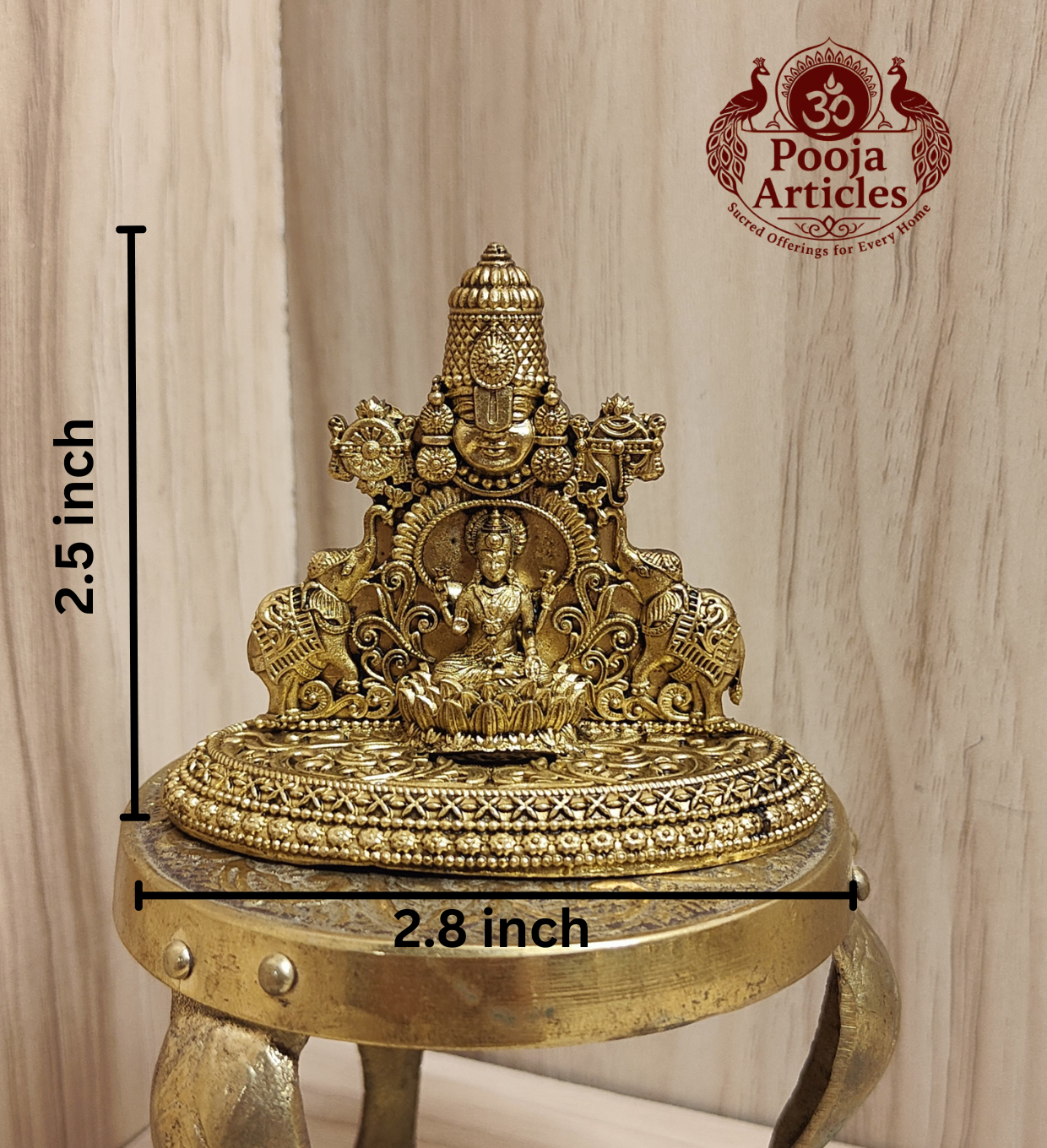 Premium Brass Tirupati Balaji with Gajalakshmi Statue 2.5 Inch