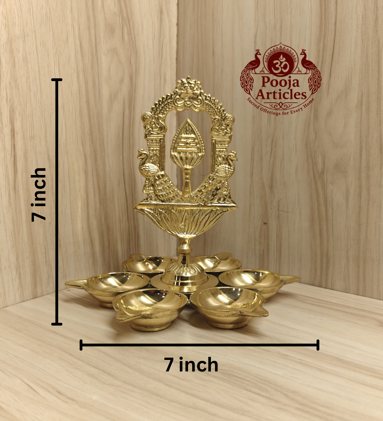 Brass Tiruvachi Vel Arumuga Vilakku 7 Inch