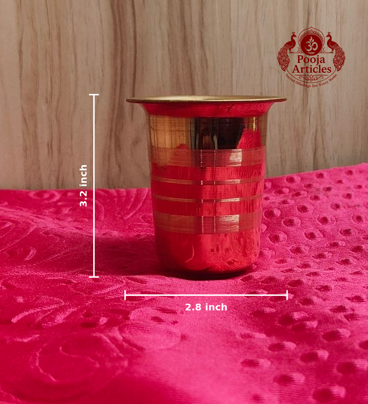 Copper Glass Tumbler 3.2 Inch - measurement view