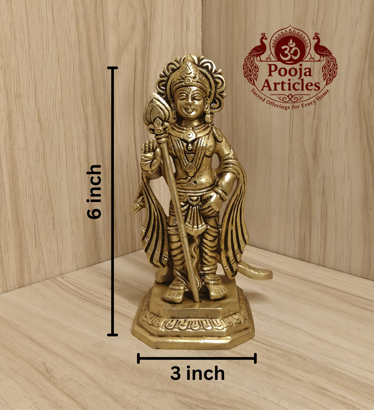 Brass Murugan Idol 6 Inch
