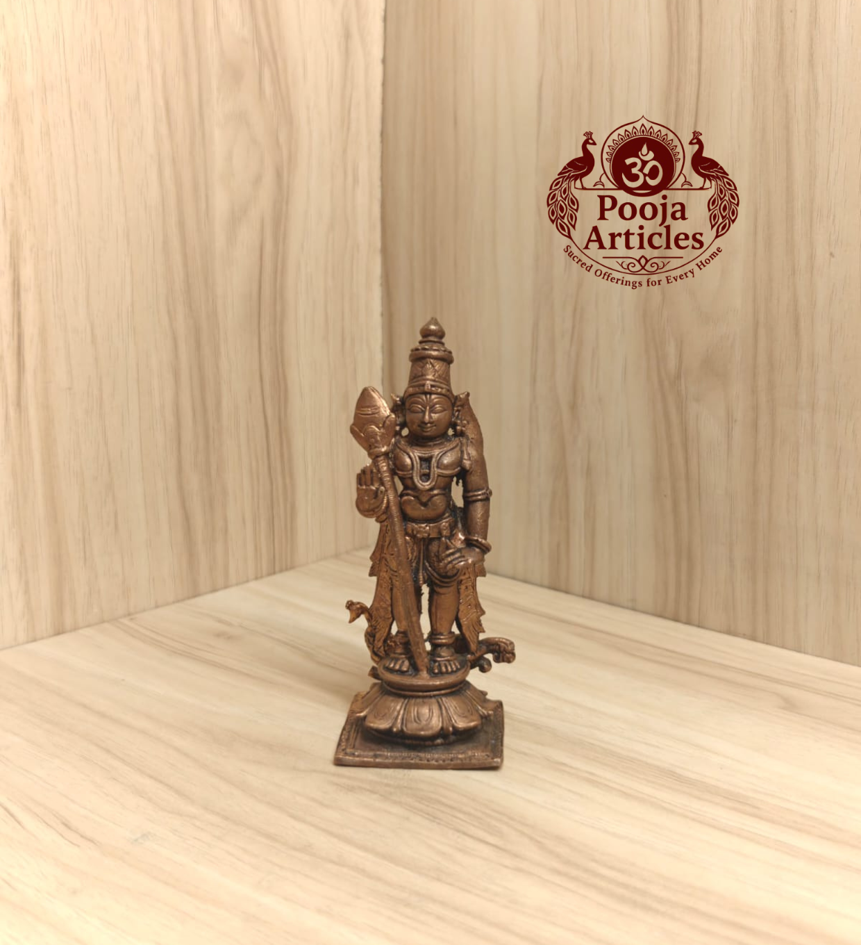 Copper Murugan Statue 4.5 Inch