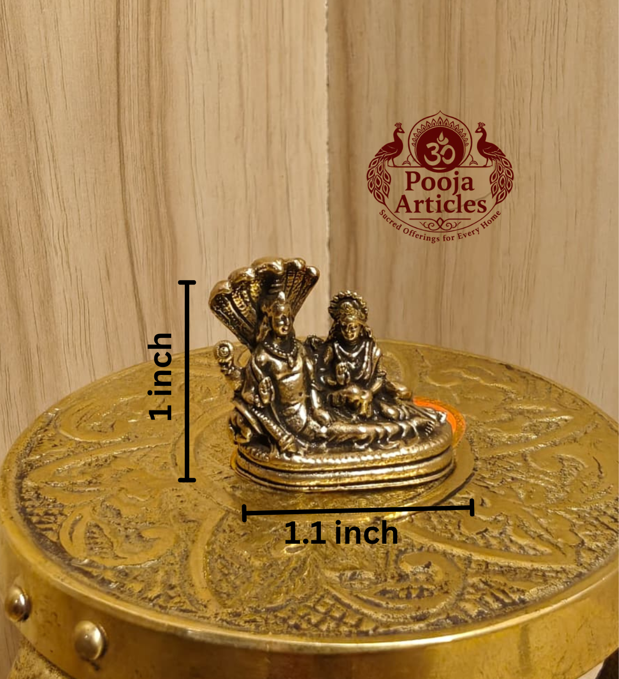 Miniature Brass Vishnu Lakshmi Idol 1 Inch