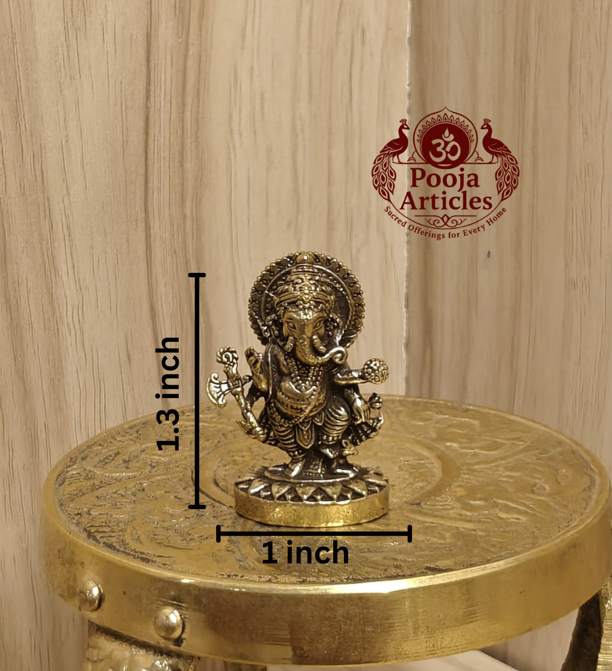 Miniature Brass Ganesh Murti 1.3 Inch