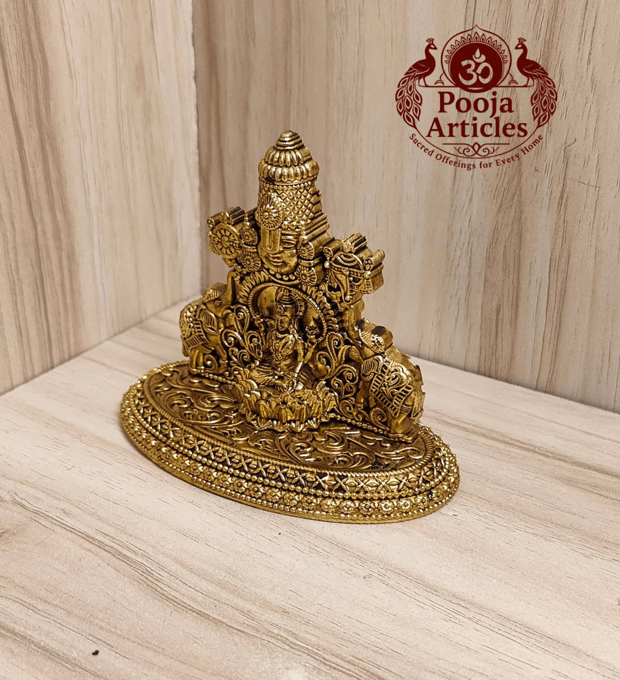 Premium Brass Tirupati Balaji with Gajalakshmi Statue 3 Inch Pooja Articles