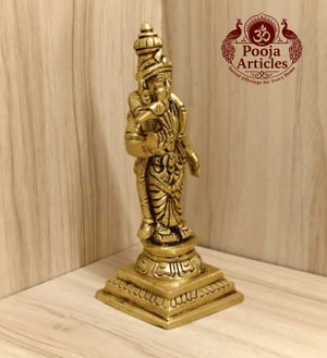 Brass Meenakshi Amman Statue 5 Inch Pooja Articles