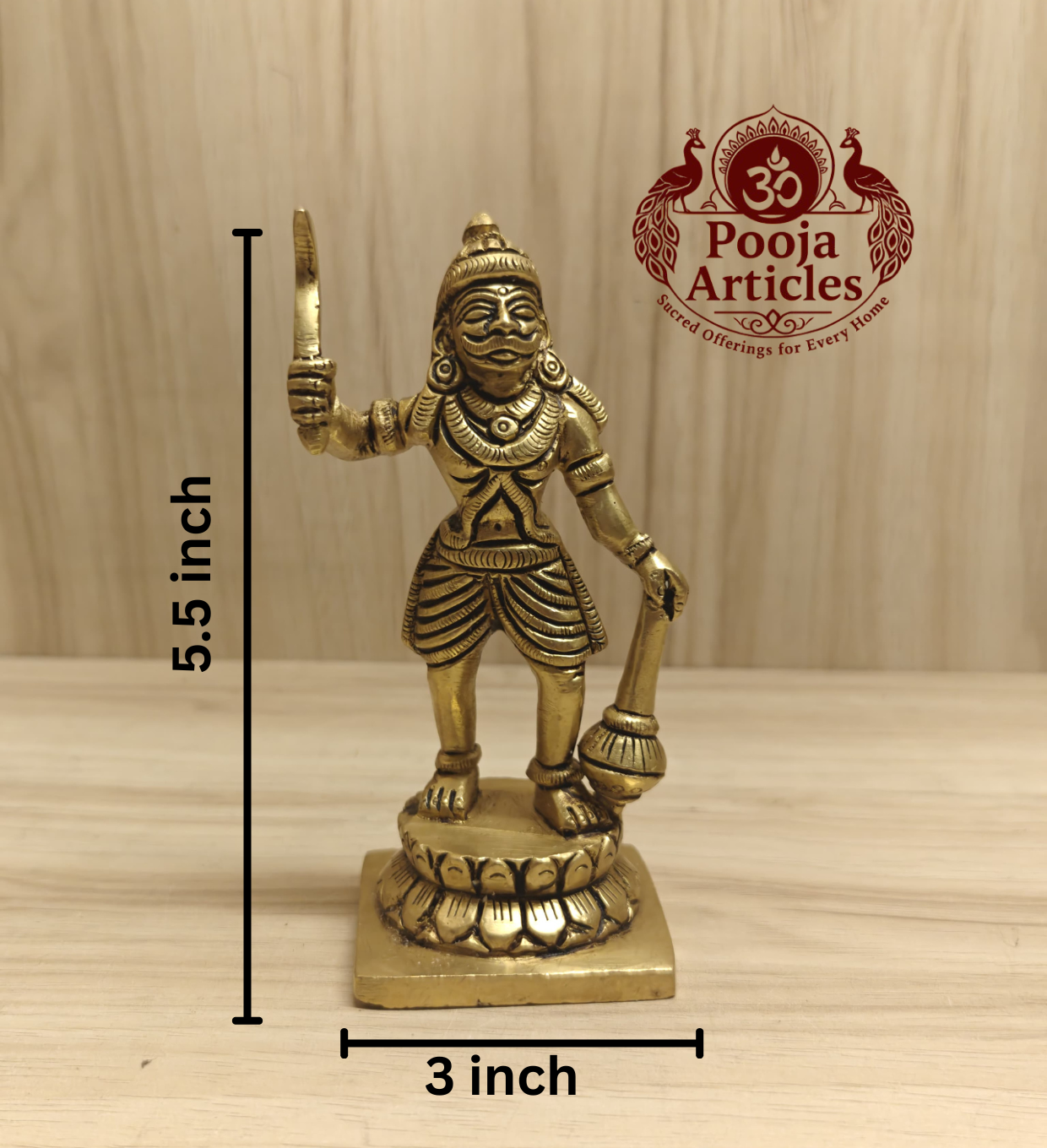 Brass Karuppasamy Statue 5.5 Inch